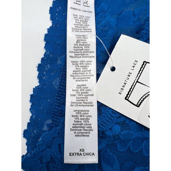 HANKY PANKY SIZE XSMALL LACE SIGNATURE BOY SHORT PANTY SAPPHIRE BLUE NWT - Picture 8 of 10